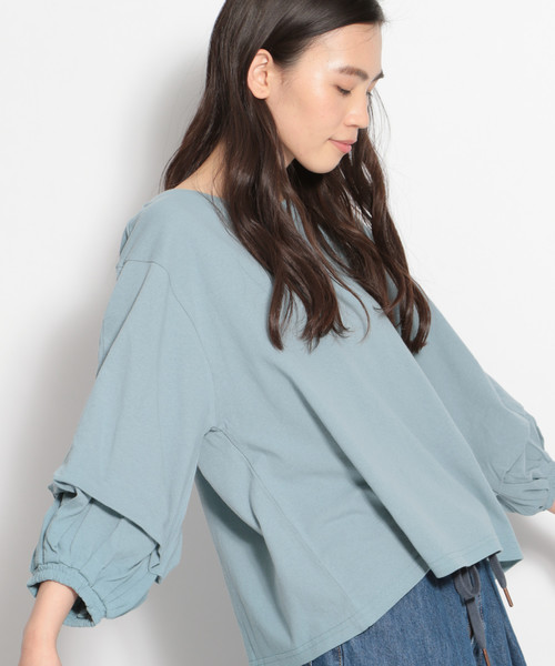 niko and...(ニコアンド)の「袖タック&ギャザープルオーバー(Tシャツ/カットソー・レディース・ライトブルー/ベージュ/オフホワイト/チャコール・MEDIUM/LARGE)」の12枚目の写真