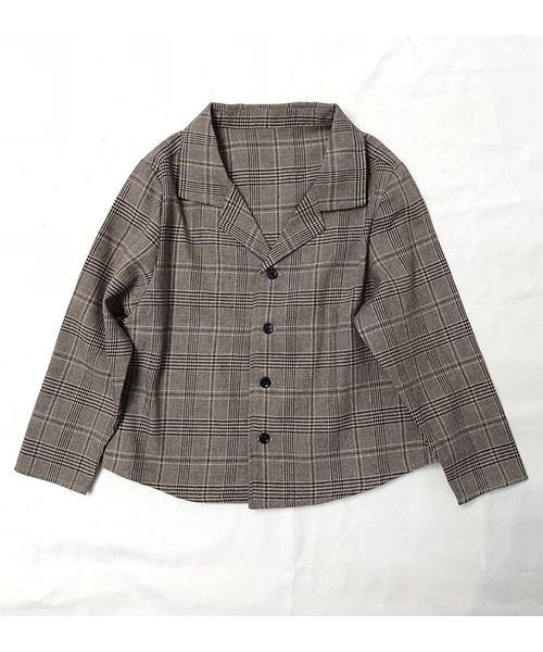 PairPair（ペアペア）の「チェック柄開襟シャツ（シャツ/ブラウス・キッズ・ライトブラウン・S(100-115)/M(115-130)）」の4枚目の写真