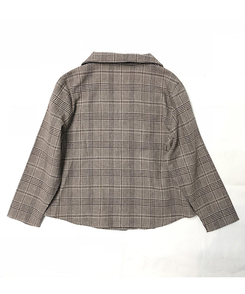 PairPair（ペアペア）の「チェック柄開襟シャツ（シャツ/ブラウス・キッズ・ライトブラウン・S(100-115)/M(115-130)）」の5枚目の写真