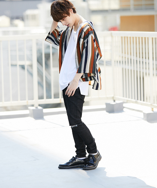 kutir（クティール）の「【ビックシルエット】　パイピングオープンカラーシャツ（シャツ/ブラウス・メンズ・チャコールグレー/ブラック/オフホワイト/ダークグレー/ベージュ・MEDIUM/LARGE）」の12枚目の写真