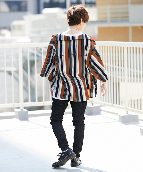 kutir（クティール）の「【ビックシルエット】　パイピングオープンカラーシャツ（シャツ/ブラウス・メンズ・チャコールグレー/ブラック/オフホワイト/ダークグレー/ベージュ・MEDIUM/LARGE）」の9枚目の写真