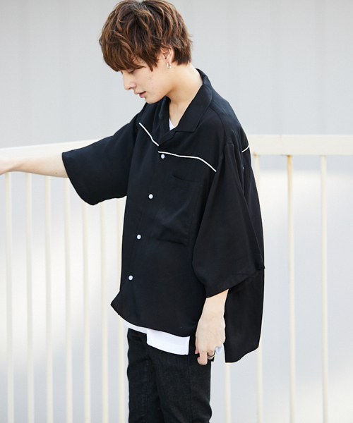 kutir（クティール）の「【ビックシルエット】　パイピングオープンカラーシャツ（シャツ/ブラウス・メンズ・チャコールグレー/ブラック/オフホワイト/ダークグレー/ベージュ・MEDIUM/LARGE）」の22枚目の写真