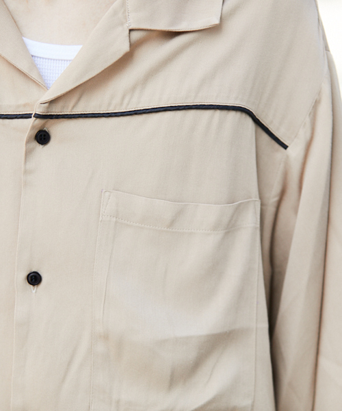 kutir（クティール）の「【ビックシルエット】　パイピングオープンカラーシャツ（シャツ/ブラウス・メンズ・チャコールグレー/ブラック/オフホワイト/ダークグレー/ベージュ・MEDIUM/LARGE）」の17枚目の写真