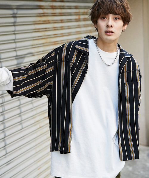 kutir（クティール）の「【ビックシルエット】　パイピングオープンカラーシャツ（シャツ/ブラウス・メンズ・チャコールグレー/ブラック/オフホワイト/ダークグレー/ベージュ・MEDIUM/LARGE）」の8枚目の写真