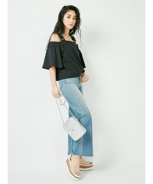 EVRIS（エヴリス）の「SIMPLE バギーDENIM パンツ（デニムパンツ・レディース・ホワイト/ライトブルー・SMALL/MEDIUM）」の4枚目の写真