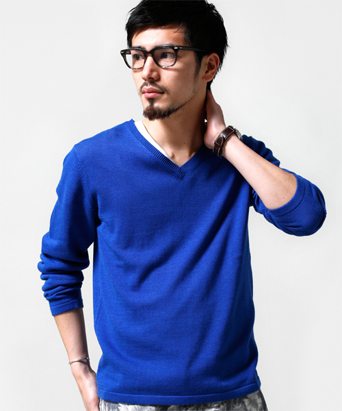 NANO universe（ナノユニバース）の「高機能スリーミックスニット（ニット/セーター・メンズ・ブラック/ライトグリーン/ネイビー/ロイヤルブルー/イエロー/ピンク・SMALL/LARGE/X-LARGE/MEDIUM）」の5枚目の写真