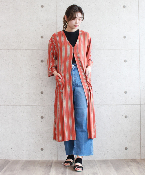 新発売 一番の日本正規品 In Tite ワンピースストライプ楊柳ガウンワンピース