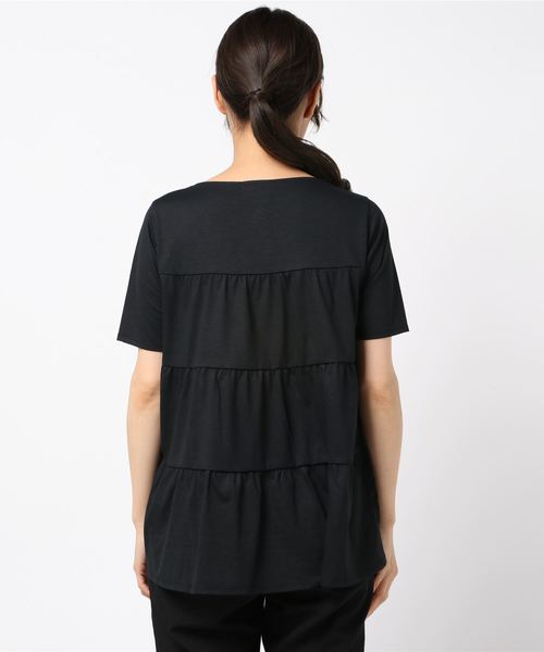 A/C DESIGN BY ALPHA CUBIC(エーシーデザインバイアルファキュービック)の「【COOLER TOUCH&UV CUTシリーズ】ティアードプルオーバー(Tシャツ/カットソー・レディース・ホワイト/ブルー/ブラック・L size/M size)」の4枚目の写真