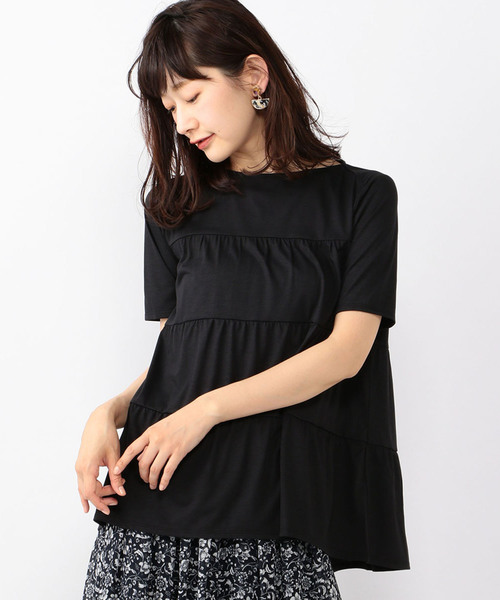 A/C DESIGN BY ALPHA CUBIC(エーシーデザインバイアルファキュービック)の「【COOLER TOUCH&UV CUTシリーズ】ティアードプルオーバー(Tシャツ/カットソー・レディース・ホワイト/ブルー/ブラック・L size/M size)」の3枚目の写真