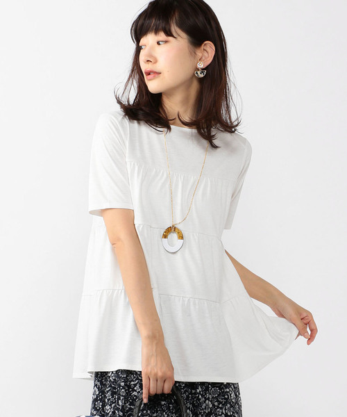 A/C DESIGN BY ALPHA CUBIC(エーシーデザインバイアルファキュービック)の「【COOLER TOUCH&UV CUTシリーズ】ティアードプルオーバー(Tシャツ/カットソー・レディース・ホワイト/ブルー/ブラック・L size/M size)」の8枚目の写真