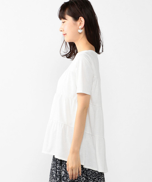 A/C DESIGN BY ALPHA CUBIC(エーシーデザインバイアルファキュービック)の「【COOLER TOUCH&UV CUTシリーズ】ティアードプルオーバー(Tシャツ/カットソー・レディース・ホワイト/ブルー/ブラック・L size/M size)」の12枚目の写真