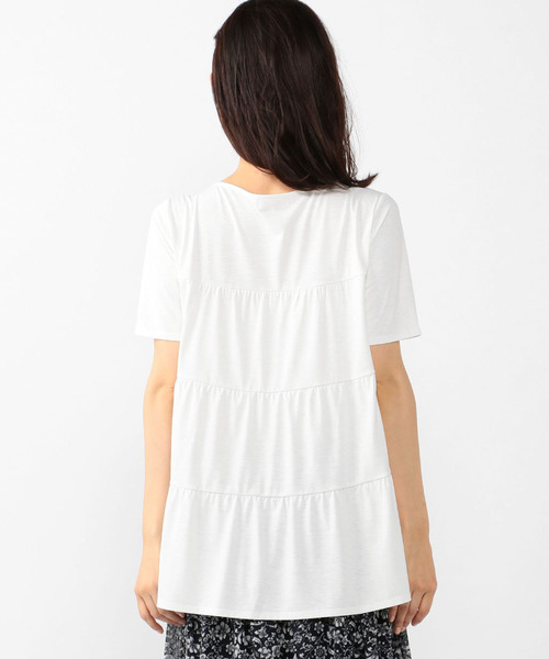 A/C DESIGN BY ALPHA CUBIC(エーシーデザインバイアルファキュービック)の「【COOLER TOUCH&UV CUTシリーズ】ティアードプルオーバー(Tシャツ/カットソー・レディース・ホワイト/ブルー/ブラック・L size/M size)」の10枚目の写真