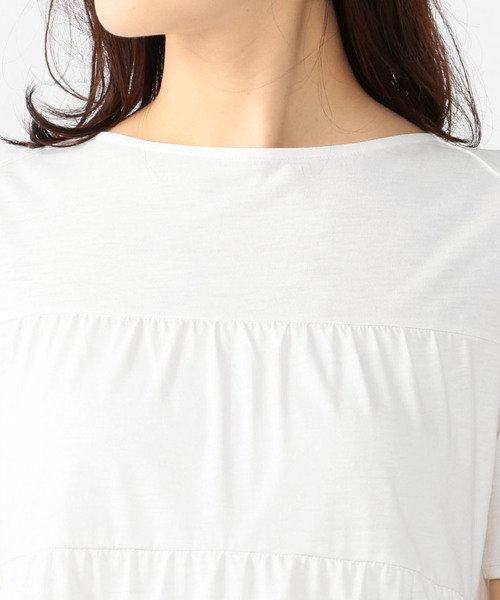 A/C DESIGN BY ALPHA CUBIC(エーシーデザインバイアルファキュービック)の「【COOLER TOUCH&UV CUTシリーズ】ティアードプルオーバー(Tシャツ/カットソー・レディース・ホワイト/ブルー/ブラック・L size/M size)」の7枚目の写真