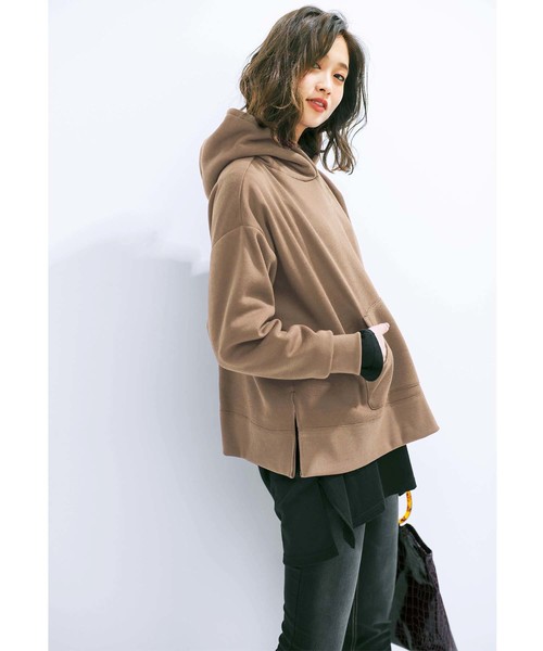 GeeRA（ジーラ）の「裏起毛スリット入りワイドパーカー（パーカー・レディース・ブラック/パープル/モカ/ブルー・SMALL/MEDIUM/LARGE/X-LARGE/XX-LARGE）」の9枚目の写真