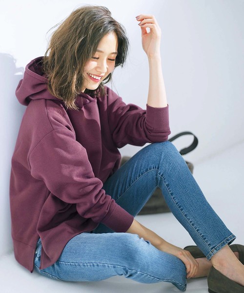 GeeRA（ジーラ）の「裏起毛スリット入りワイドパーカー（パーカー・レディース・ブラック/パープル/モカ/ブルー・SMALL/MEDIUM/LARGE/X-LARGE/XX-LARGE）」の8枚目の写真