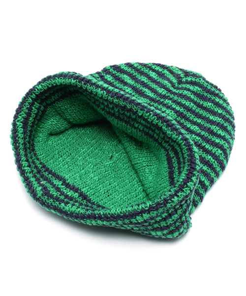 WEGO（ウィゴー）の「WEGO/ボーダーニットキャップ（ニットキャップ/ビーニー・メンズ・ベージュ/グリーン/ネイビー・FREE）」の6枚目の写真