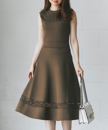 tocco closet | フラワーレース切替ニットノースリーブワンピース≪tocco closet luxe≫(ワンピース)