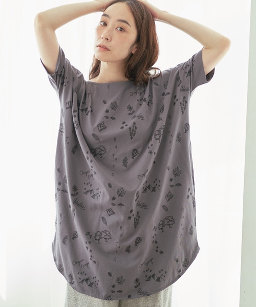 PUAL CE CIN(ピュアルセシン)の「Organic Grunge 刺繍チュニック(Tシャツ/カットソー・レディース・ベージュ/グレー/モカ/ナチュラル・FREE)」の3枚目の写真