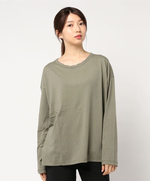 AMERICAN HOLIC（アメリカンホリック）の「クルーネックゆるカットプルオーバー＊（Tシャツ/カットソー・レディース・チャコールグレー/ベージュ/ブラウン/カーキ/アイボリー/ブラック系その他4/グレー系その他4/ブルー系その他2・M/L）」の7枚目の写真