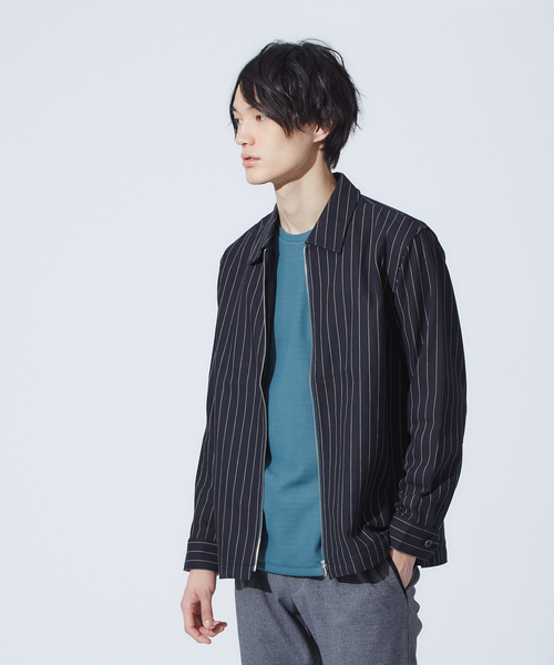 ABAHOUSE(アバハウス)の「コットンパターンZIPシャツ(シャツ/ブラウス・メンズ・ベージュ/ダークネイビー・44/46/48)」の2枚目の写真