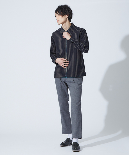 ABAHOUSE(アバハウス)の「コットンパターンZIPシャツ(シャツ/ブラウス・メンズ・ベージュ/ダークネイビー・44/46/48)」の16枚目の写真