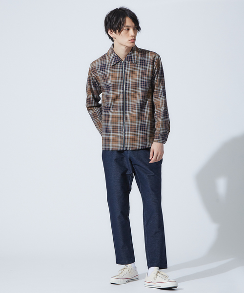 ABAHOUSE(アバハウス)の「コットンパターンZIPシャツ(シャツ/ブラウス・メンズ・ベージュ/ダークネイビー・44/46/48)」の5枚目の写真