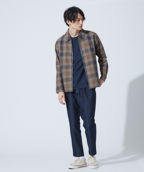ABAHOUSE(アバハウス)の「コットンパターンZIPシャツ(シャツ/ブラウス・メンズ・ベージュ/ダークネイビー・44/46/48)」の4枚目の写真