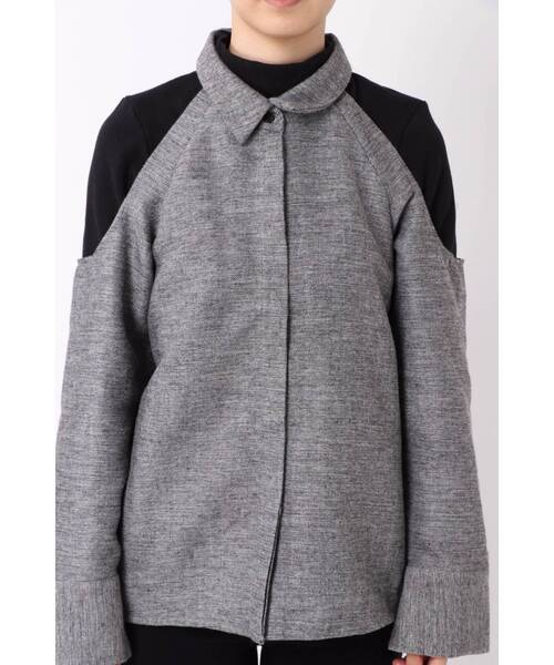 EMODA（エモダ）の「ヘリンボーンバストレイヤー2WAYトップ（シャツ/ブラウス・レディース・ベージュ/グレー/ブラック・FREE）」の7枚目の写真