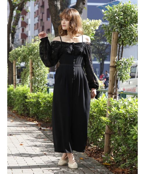 dazzlin(ダズリン)の「サス付プチリボンワイドパンツ(その他パンツ・レディース・オフホワイト/ブラック/カーキ/インディゴブルー・FREE)」の3枚目の写真