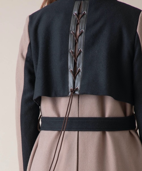 miniyu（ミニュウ）の「La SRIC/バックレースアップコート（トレンチコート・レディース・ブラック/ベージュ/グリーン・38）」の16枚目の写真