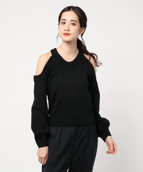 ENVYM（アンビー）の「オープンショルダーショートＮＫＩＴ（ニット/セーター・レディース・ブラック/ベージュ/グレー・FREE）」の8枚目の写真