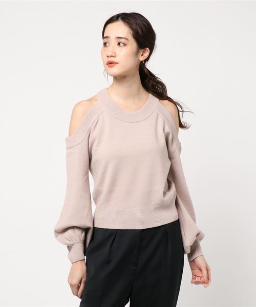 ENVYM（アンビー）の「オープンショルダーショートＮＫＩＴ（ニット/セーター・レディース・ブラック/ベージュ/グレー・FREE）」の7枚目の写真