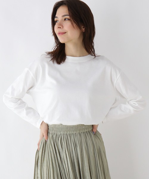grove(グローブ)の「裾ラウンドスリットビッグTシャツ(Tシャツ/カットソー・レディース・オフホワイト/グリーン・02/03)」の2枚目の写真