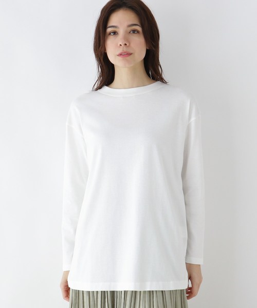 grove(グローブ)の「裾ラウンドスリットビッグTシャツ(Tシャツ/カットソー・レディース・オフホワイト/グリーン・02/03)」の6枚目の写真