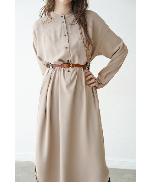 CLANE（クラネ）の「クラネ CLANE / ベーシックルーズ シャツワンピース（シャツワンピース・レディース・ホワイト/ブラック/ベージュ・1/2）」の4枚目の写真