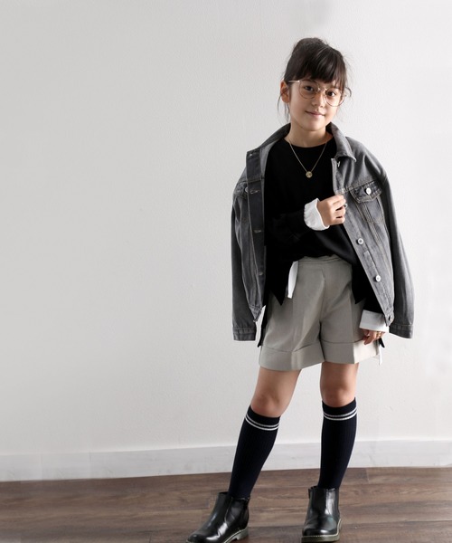 classicalelf(クラシカルエルフ)の「キッズ レイヤード風ミドル丈無地ビッグシルエットクルーネックトレーナー(長袖)(スウェット・キッズ・チャコールグレー/ブラック/ベージュ/カーキ/モカ・130/140/150)」の12枚目の写真