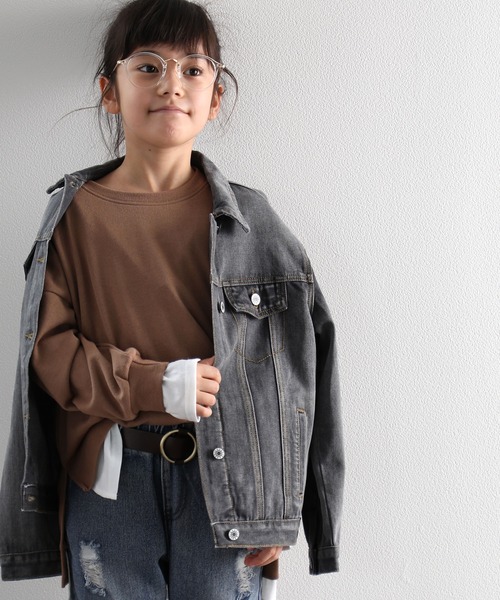 classicalelf(クラシカルエルフ)の「キッズ レイヤード風ミドル丈無地ビッグシルエットクルーネックトレーナー(長袖)(スウェット・キッズ・チャコールグレー/ブラック/ベージュ/カーキ/モカ・130/140/150)」の20枚目の写真