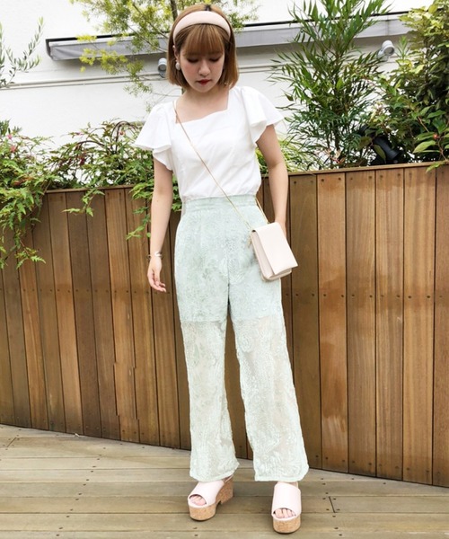 one after another NICE CLAUP（ワンアフターアナザーナイスクラップ）の「オパールパンツ（その他パンツ・レディース・ベージュ/オフホワイト/ミント・FREE）」の4枚目の写真