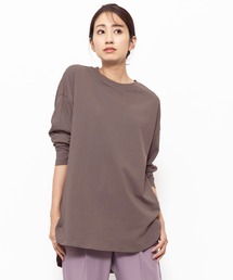 綿100%裾ラウンド長袖レイヤードTシャツ
