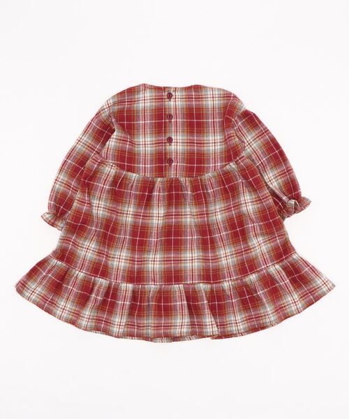RUGGEDWORKS（ラゲッドワークス）の「ネルチェック裾フリルワンピース（シャツワンピース・キッズ・ネイビー/レッド・110cm/130cm/150cm/90㎝/100cm/140cm/120cm）」の3枚目の写真