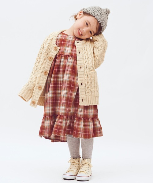 RUGGEDWORKS（ラゲッドワークス）の「ネルチェック裾フリルワンピース（シャツワンピース・キッズ・ネイビー/レッド・110cm/130cm/150cm/90㎝/100cm/140cm/120cm）」の5枚目の写真