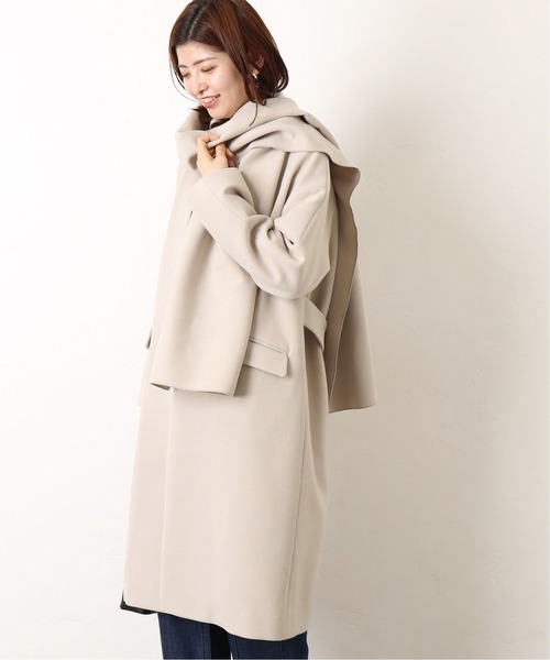 Simplicite シンプリシテェ の マフラー付き T R Vカラーコート ノーカラージャケット Wear