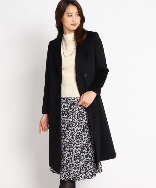 ファー付カシミヤ混チェスターコート　ブラック　黒 ファー付カシミヤ混チェスターコートブラック黒