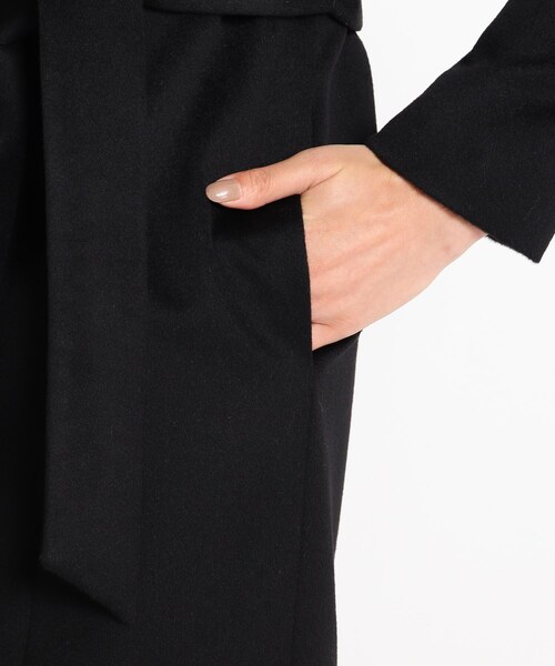 ファー付カシミヤ混チェスターコート　ブラック　黒 ファー付カシミヤ混チェスターコートブラック黒