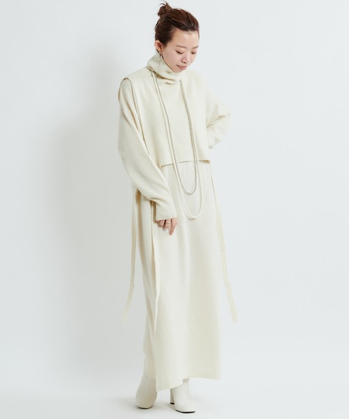 DouDou(ドゥドゥ)の「ニットセットワンピース(ワンピース・レディース・オフホワイト/ベージュ/ブルー・FREE)」の6枚目の写真