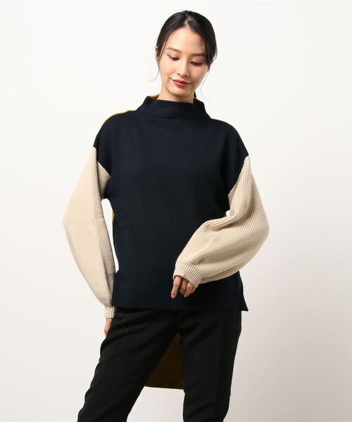 INTERPLANET(インタープラネット)の「袖片畦配色前後差チュニックプルオーバー(ニット/セーター・レディース・グリーン/マスタード/オフホワイト・FREE)」の13枚目の写真