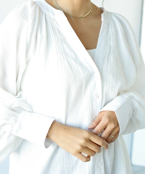 Auntie Rosa Holiday（アンティローザホリデー）の「コットンスラブキーネックチュニックワンピース（ワンピース・レディース・ブラック/ホワイト/グレイッシュベージュ/グリーン・FREE）」の20枚目の写真