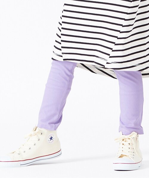 BREEZE（ブリーズ）の「デニムニットレギンス 10分丈（レギンス/スパッツ・キッズ・ブルー/ネイビー/アイボリー/ラベンダー・100/80/120/130/110/90）」の4枚目の写真