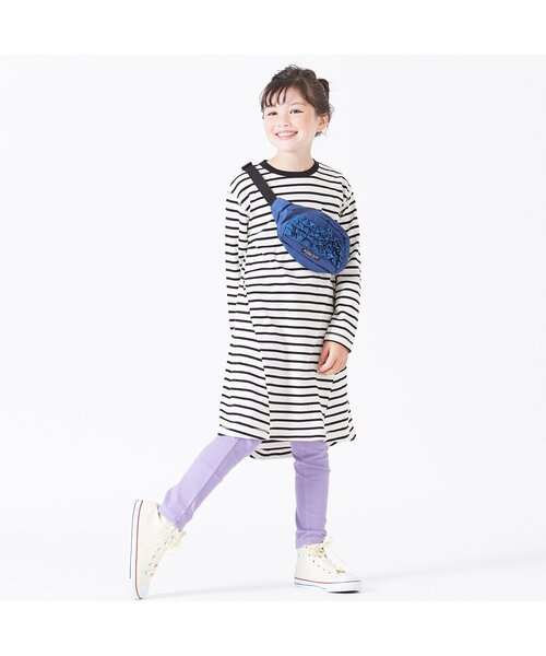 BREEZE（ブリーズ）の「デニムニットレギンス 10分丈（レギンス/スパッツ・キッズ・ブルー/ネイビー/アイボリー/ラベンダー・100/80/120/130/110/90）」の14枚目の写真