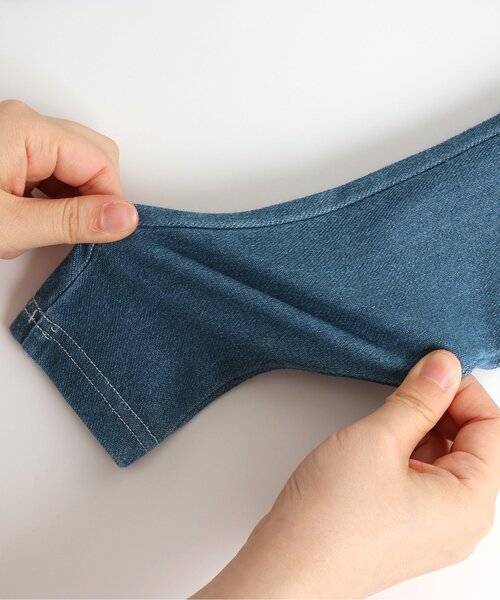 BREEZE（ブリーズ）の「デニムニットレギンス 10分丈（レギンス/スパッツ・キッズ・ブルー/ネイビー/アイボリー/ラベンダー・100/80/120/130/110/90）」の10枚目の写真
